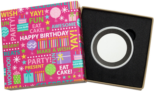 SilverTowne Natural Kraft Paper Gift Box with Pink Happy Birthday Words Box Sleeve